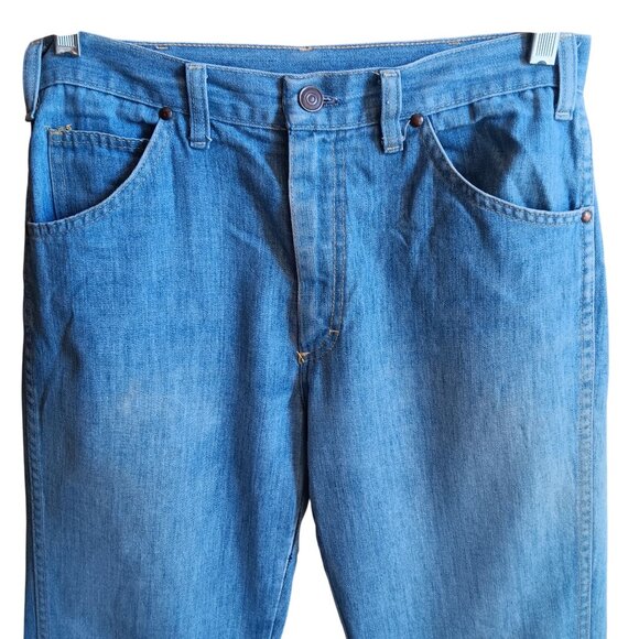 30x31 Vintage Bootcut Jeans 1970's Distress Orange Stitching Flappy Hippy usa - Picture 2 of 11